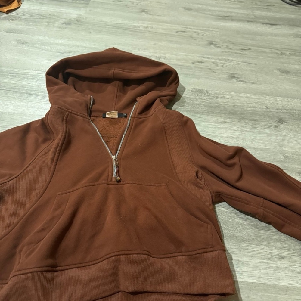 Brown Half-Zip Hoodie